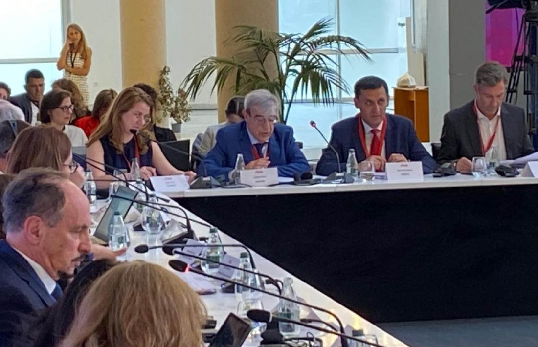 Baró en un moment de la seva intervenció a la conferència ministerial de Tirana.