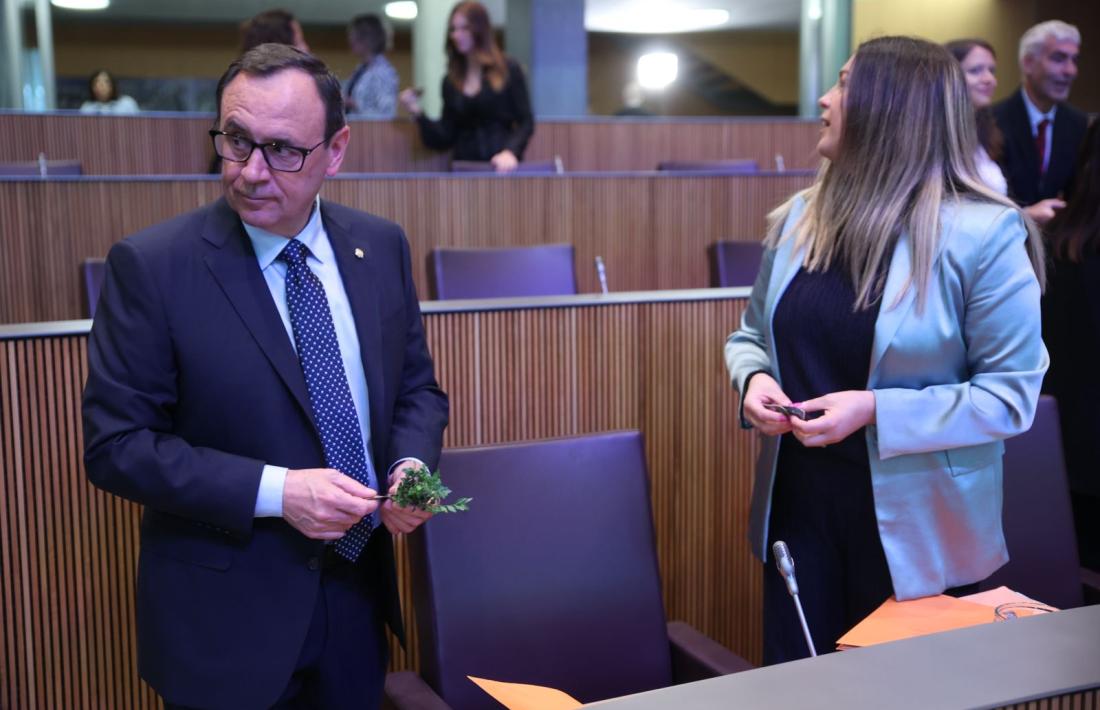 Jordana abans de començar la segona jornada del debat d'orientació política.