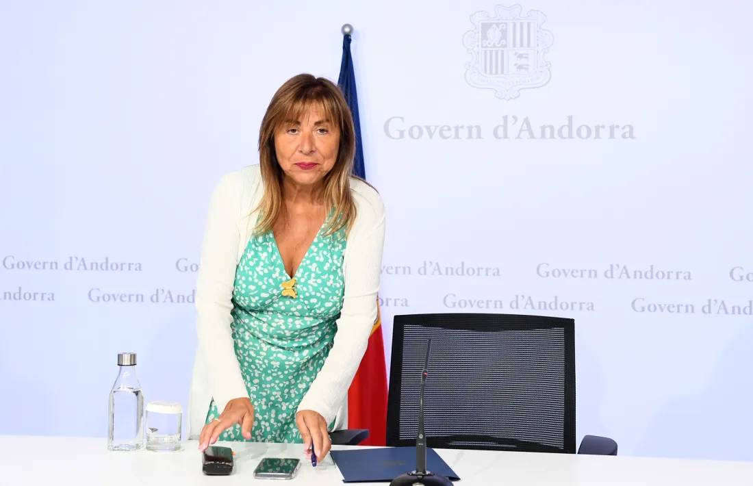 La ministra de Presidència, Economia, Treball i Habitatge, Conxita Marsol, avui fent de portaveu.