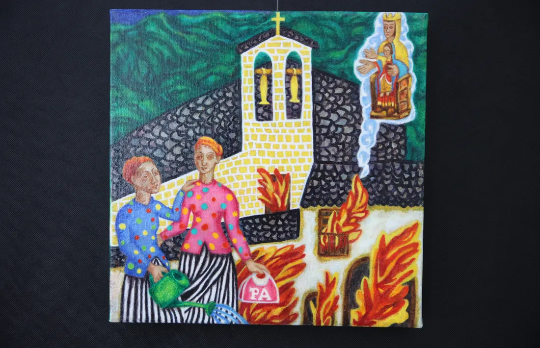 Les pageses de Picasso també intenten apagar el foc.