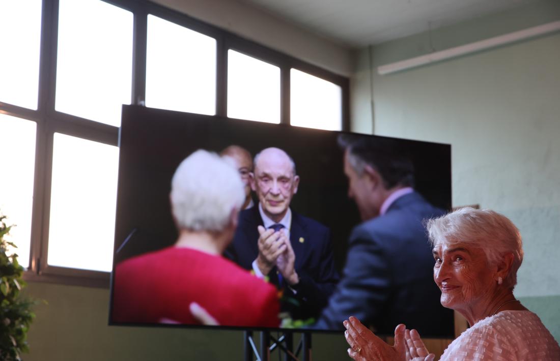 Un moment de l'homenatge a Òscar Ribas, avui.