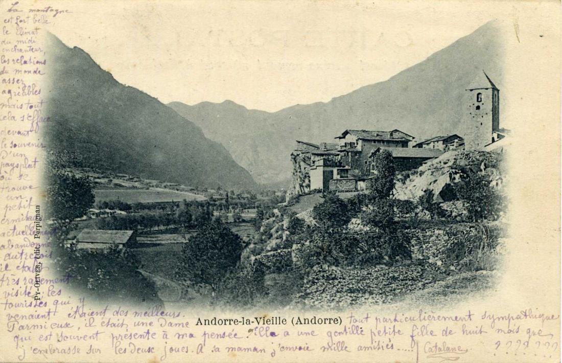 Andorra, postal, Miquel Sánchez Baños, ATV, Toldrà Viazo, Zerkovitz, Labouche, Maravilla, Rossell, Agra, Cuyàs, Claverol, APA, Py-Oliver