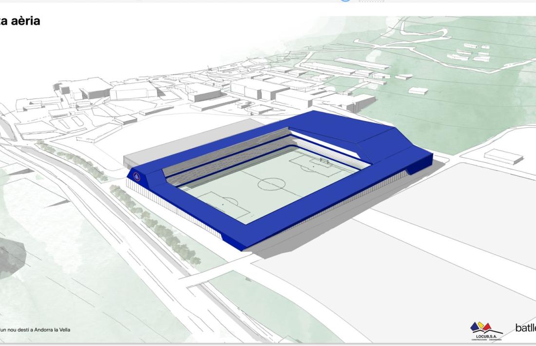 Render del projecte del nou estadi a la Borda Mateu.