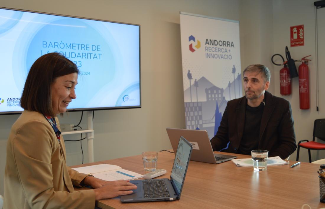 Mercè Miguel i Joan Micó, avui a l’AR+I en roda de premsa.