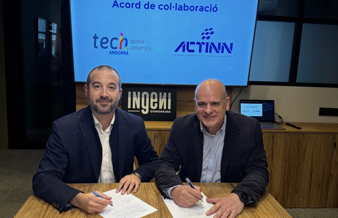 L’administrador de TECH Global University, Felipe Navarro, i el director general d'Actinn, Ignasi Martín.