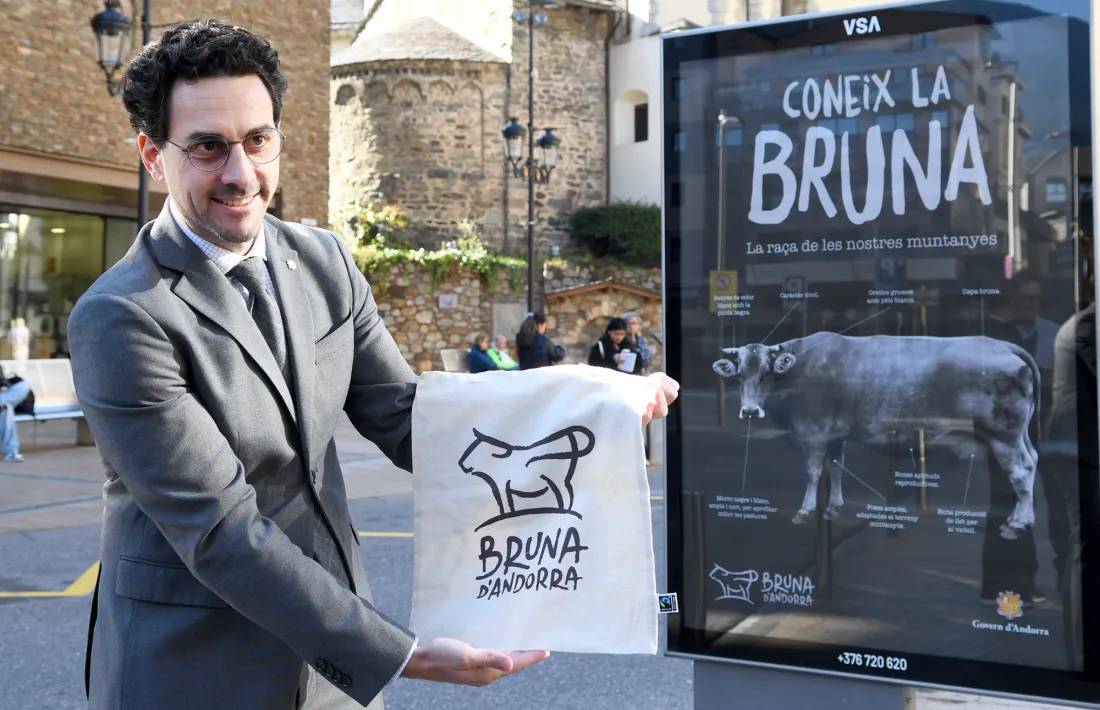 El ministre Guillem Casal, avui durant la presentació de la nova imatge de la raça bruna.
