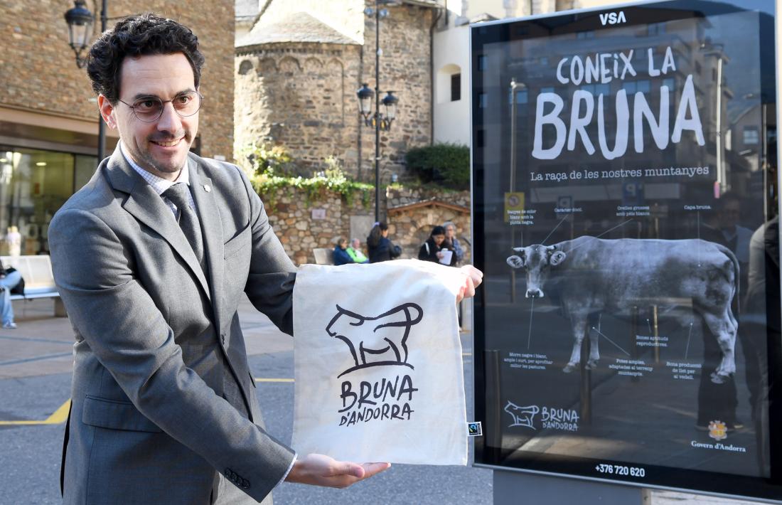El ministre Guillem Casal, avui durant la presentació de la nova imatge de la raça bruna.