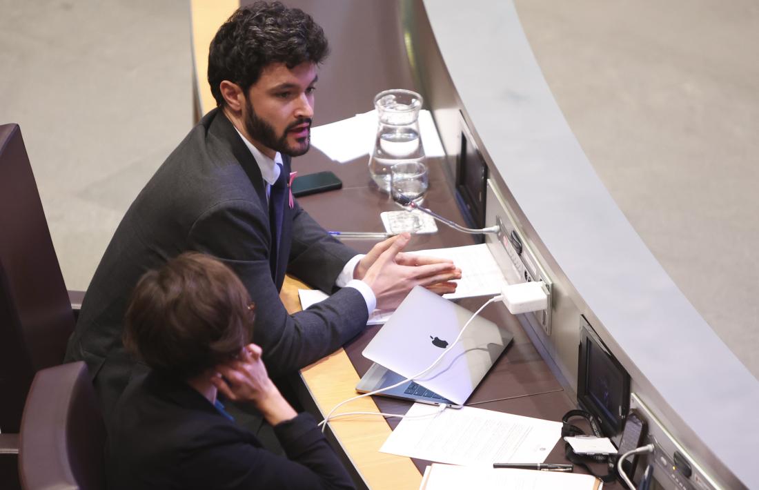 El president del grup parlamentari de Concòrdia, Cerni Escalé, durant una de les seves intervencions.