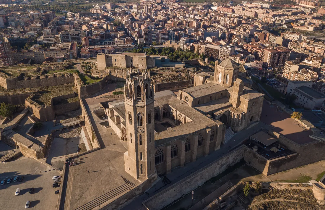 El conjunt de la Seu Vella de Lleida, amb la catedral, la Suda i la fortalesa.