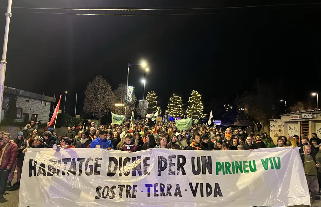 La capçalera de la manifestació, que s'ha iniciat al passeig Joan Brudieu.