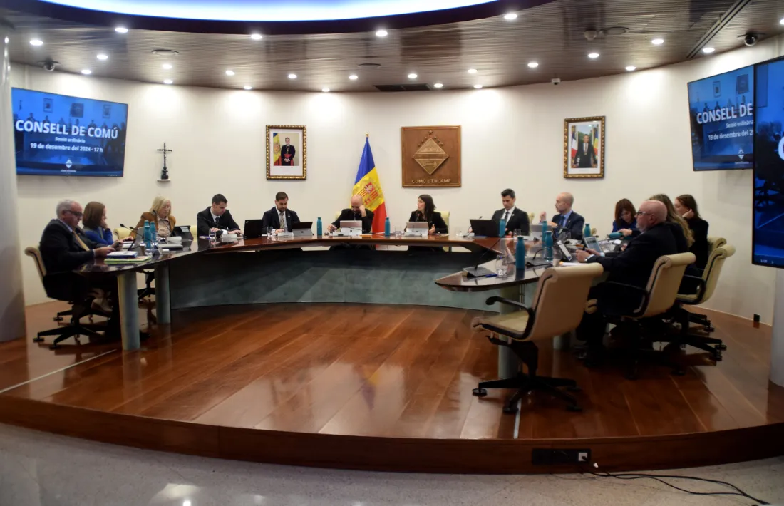 Un moment de la sessió de Consell de Comú, avui.