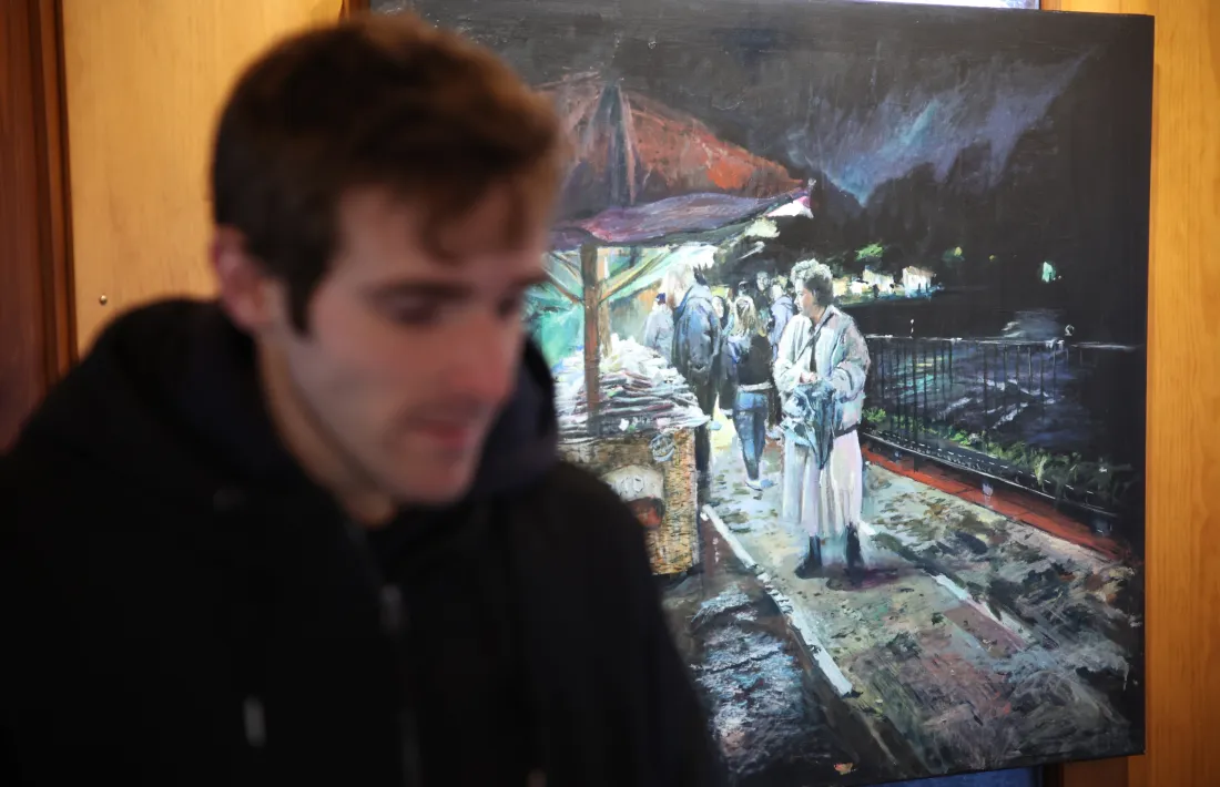 Fira al passeig del riu (oli sobre tela, 2024).