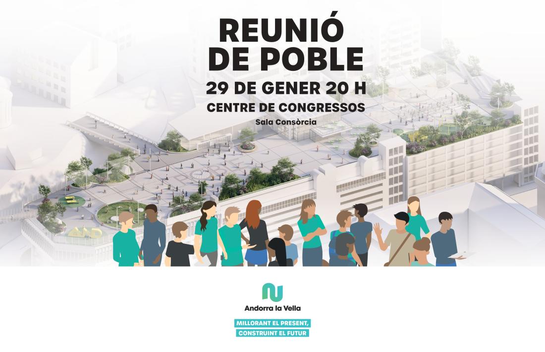 Cartell anunciador de la reunió de poble.