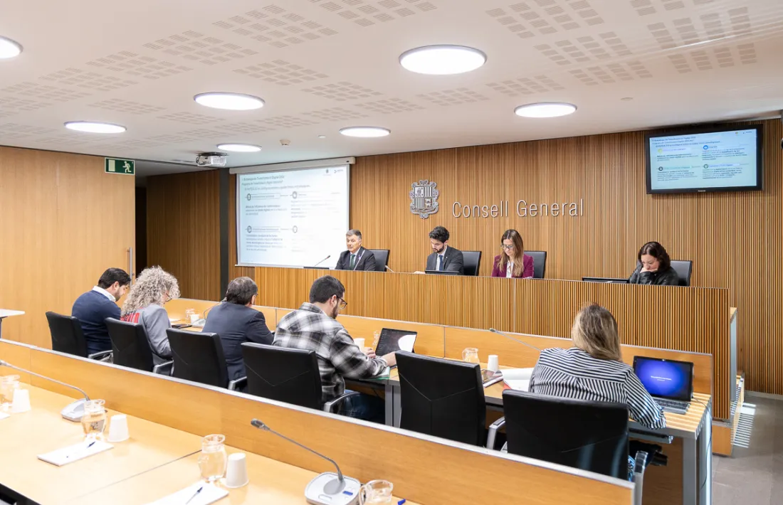 Un moment de la compareixença de Marc Rossell davant la comissió de Justícia, Interior i Afers Institucionals.