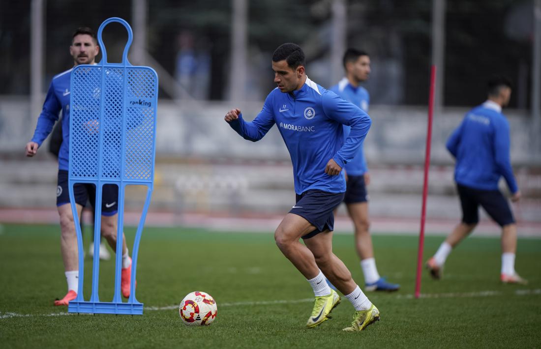Jesús Clemente, a l’entrenament d’ahir a l’Estadi Comunal.