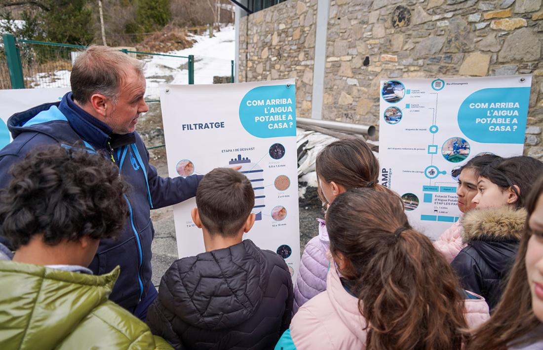 Una de les visites escolar a l'ETAP de les Pardines.