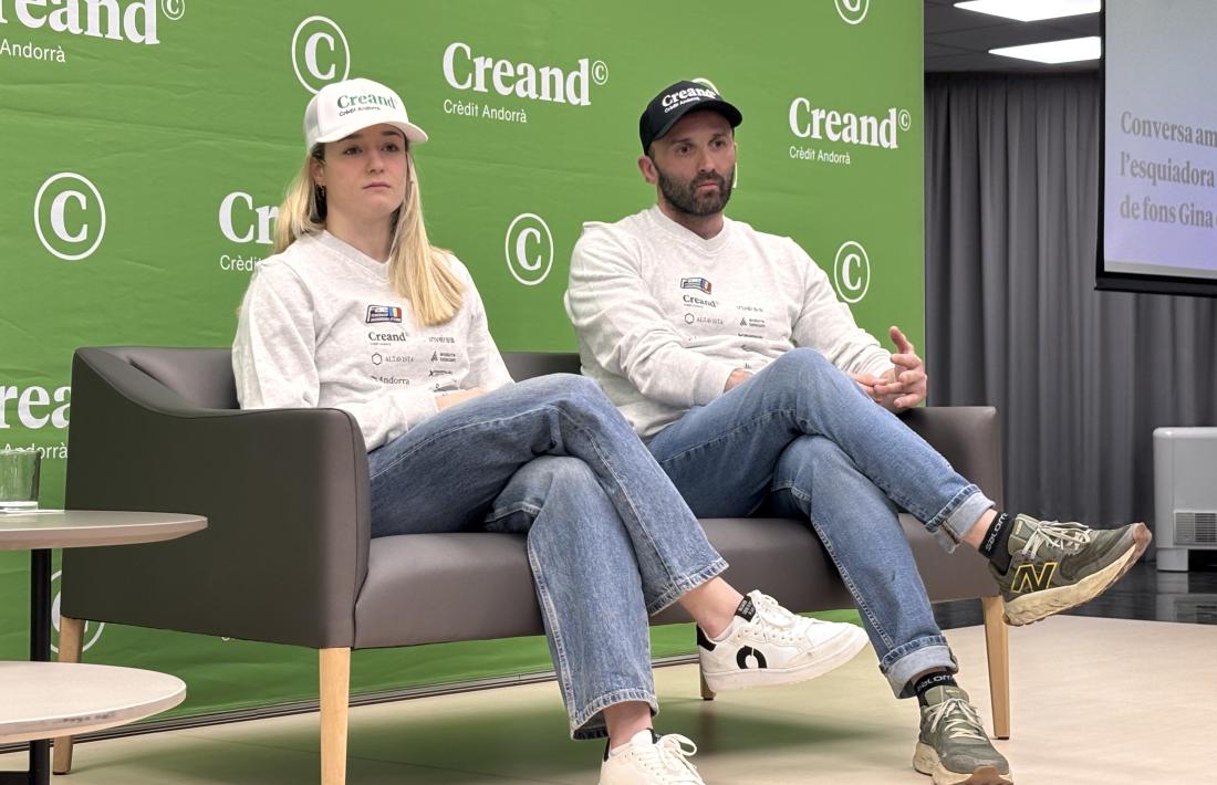 Gina del Rio i Marc Puigsubirà a la roda de premsa realitzada ahir a Creand.