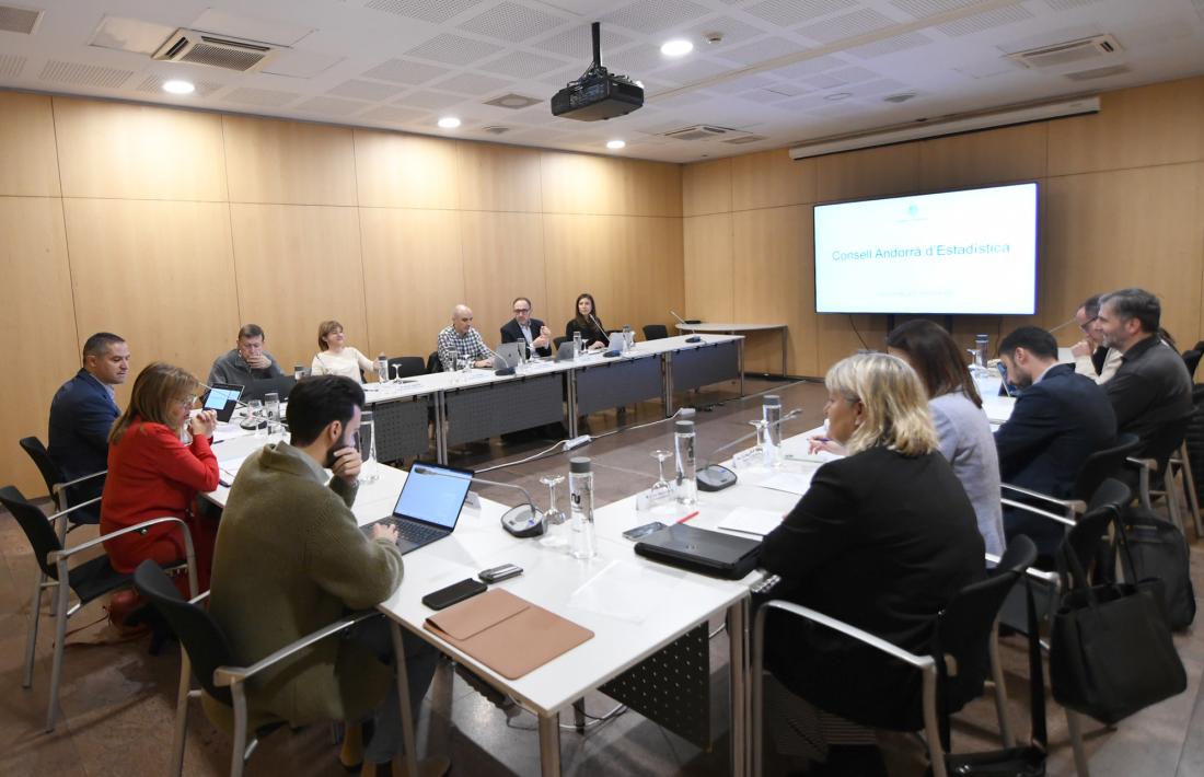 Una reunió del Consell Andorrà d'Estadística.