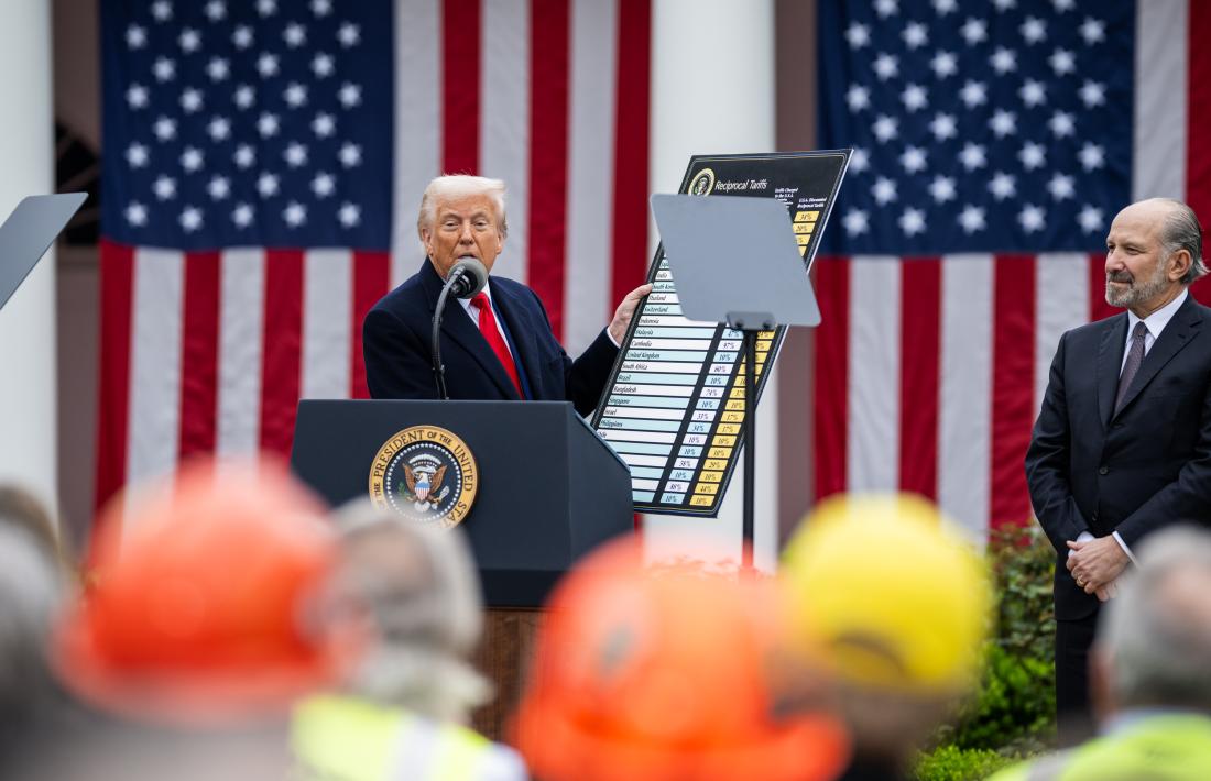 El president dels Estats Units, Donald Trump, durant l'anunci dels aranzels.