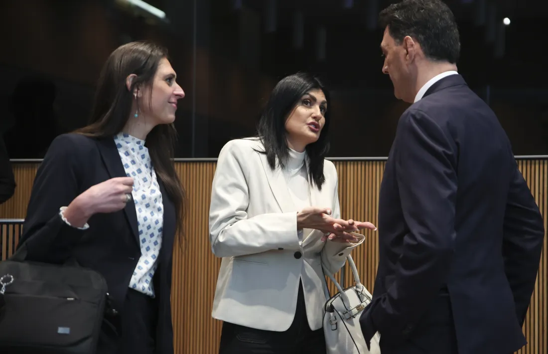 Montaner amb el titular de Territori i Urbanisme abans de la sessió.
