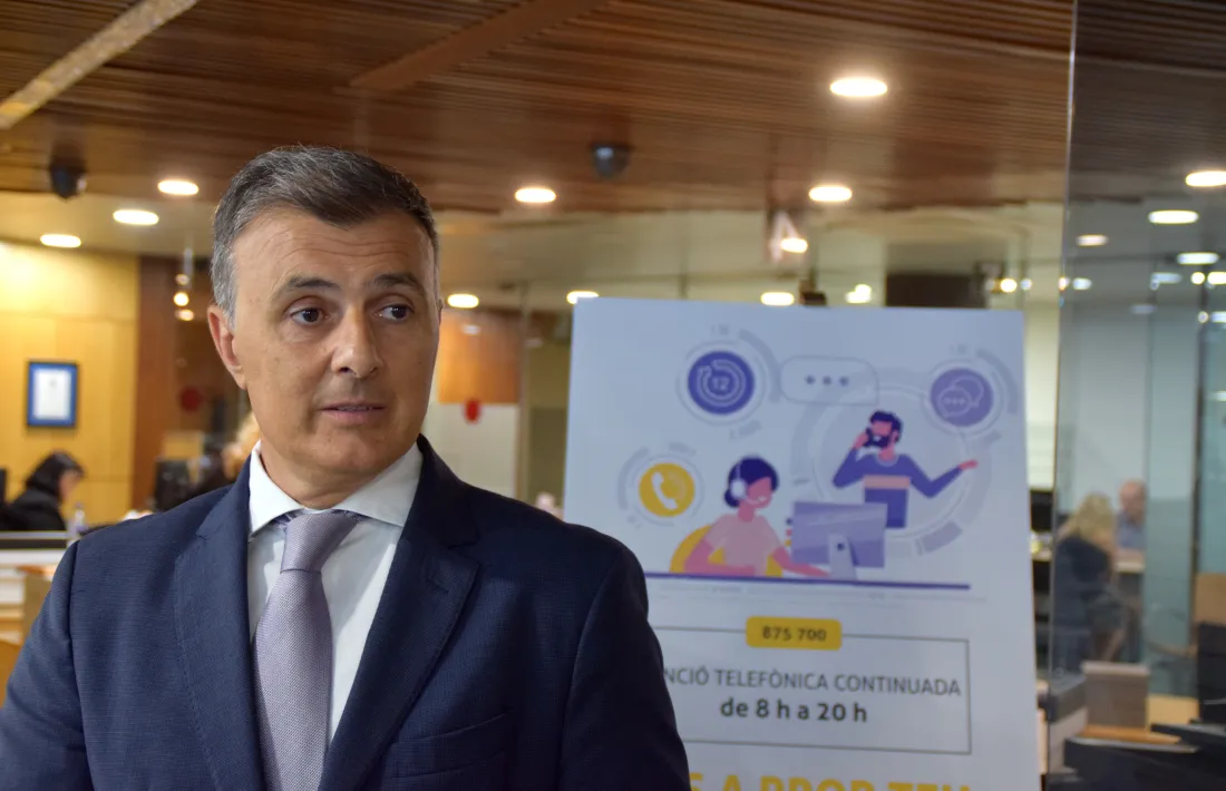 El secretari d’Estat de Transformació Digital i Telecomunicacions, Marc Rossell, el dia que va presentar l'ampliació d'atenció telefònica.