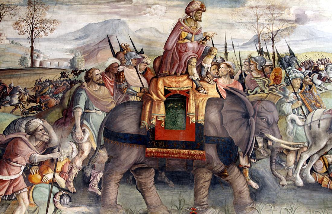 Hanníbal a Itàlia (fresc de Jacopo Ripanda, ca. 1510, Palazzo di Conservatori Roma).