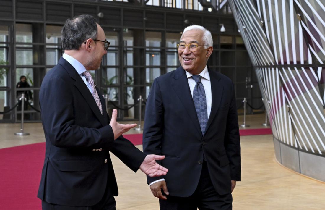 El cap de Govern, Xavier Espot, conversa amb el president del Consell Europeu, António Costa.