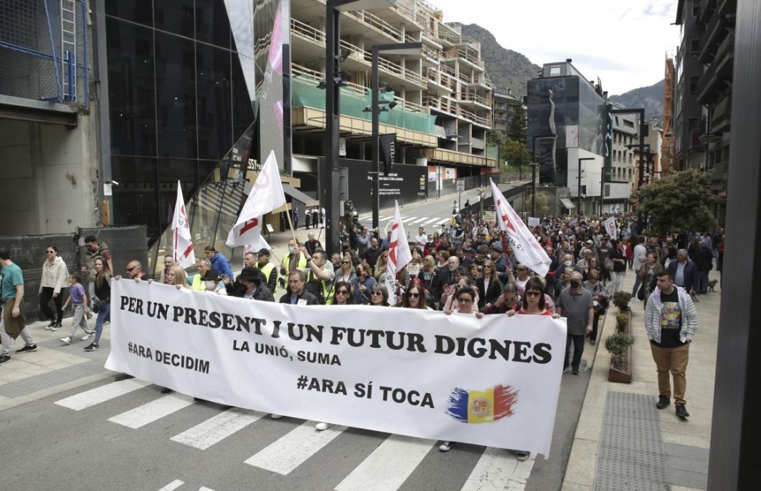 Manifestació de l’1 de Maig del 2022 a l’avinguda Meritxell.