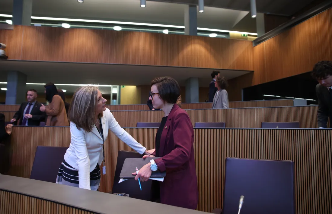 Les parlamentàries de Concòrdia, Maria Àngels Aché i Núria Segués, al Consell General.