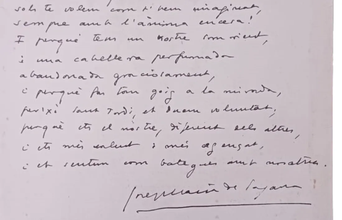 Manuscrit de la ‘Invocació a Sant Jordi’ que mossèn Ramon es va trobar el 1979 a la rectoria de Canillo