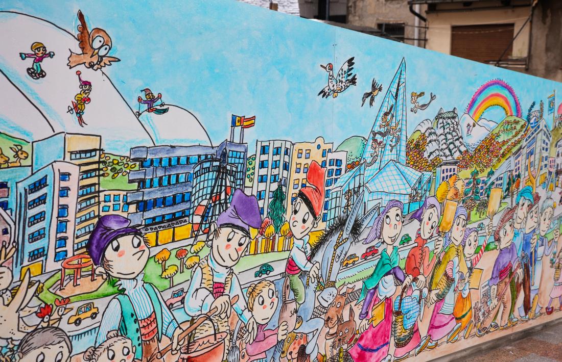 El mural de Pilarín Bayés, a Escaldes-Engordany.