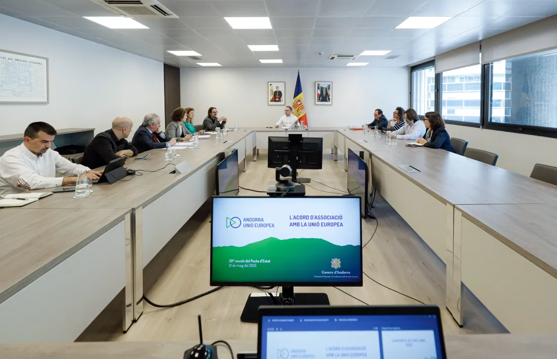 Un moment de la reunió del pacte d'estat celebrada aquesta tarda.