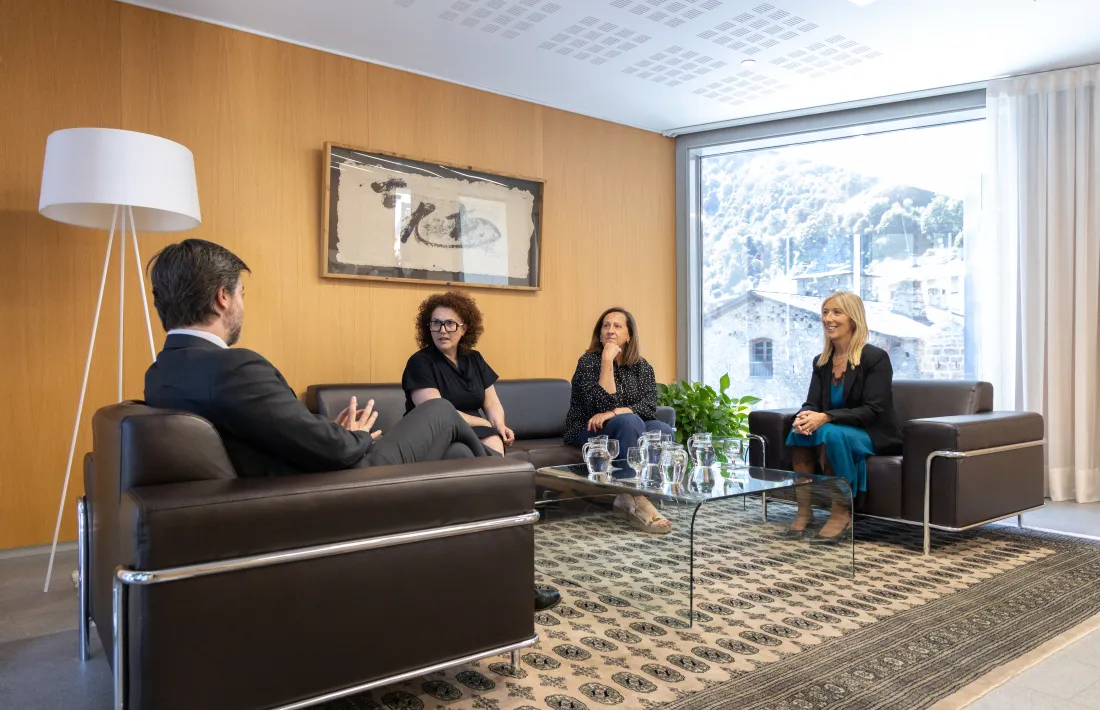 La trobada que han mantingut aquest dimecres els síndics generals i les representants de l'IAD.