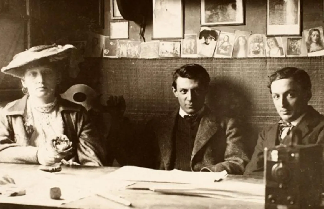 Reventós, la la dreta, amb Picasso i Fernande, el maig del 1906, camí de Gósol.