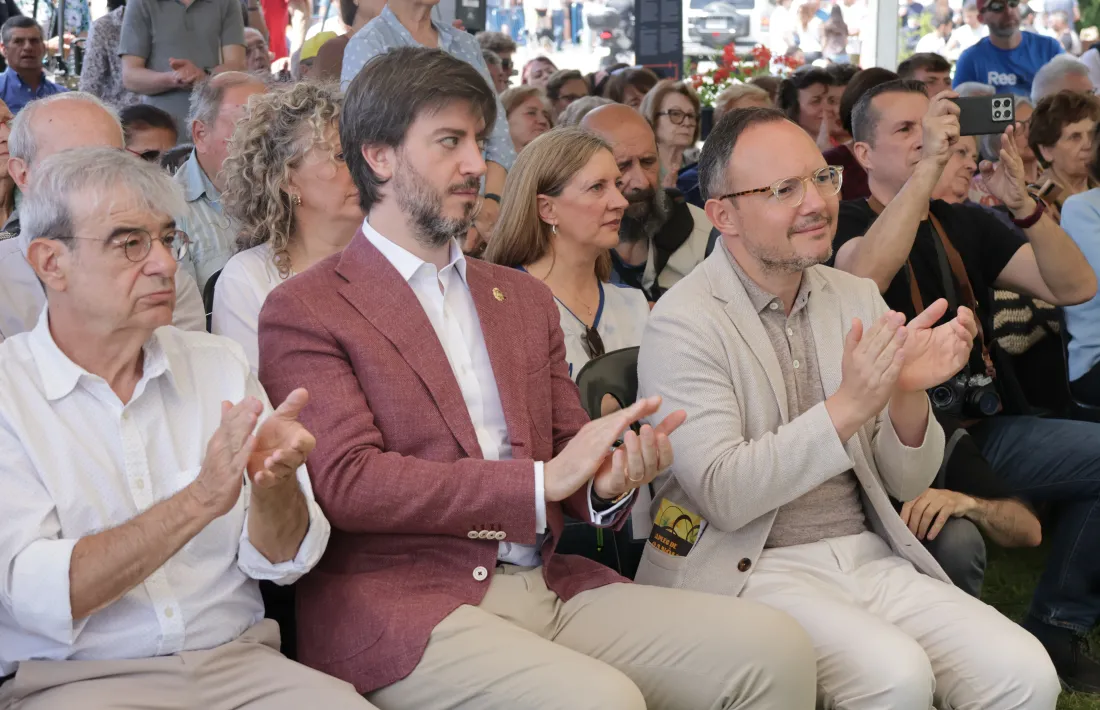 El síndic general, Carles Ensenyat, i el cap de Govern, Xavier Espot, durant la missa de la diada de Canòlich.
