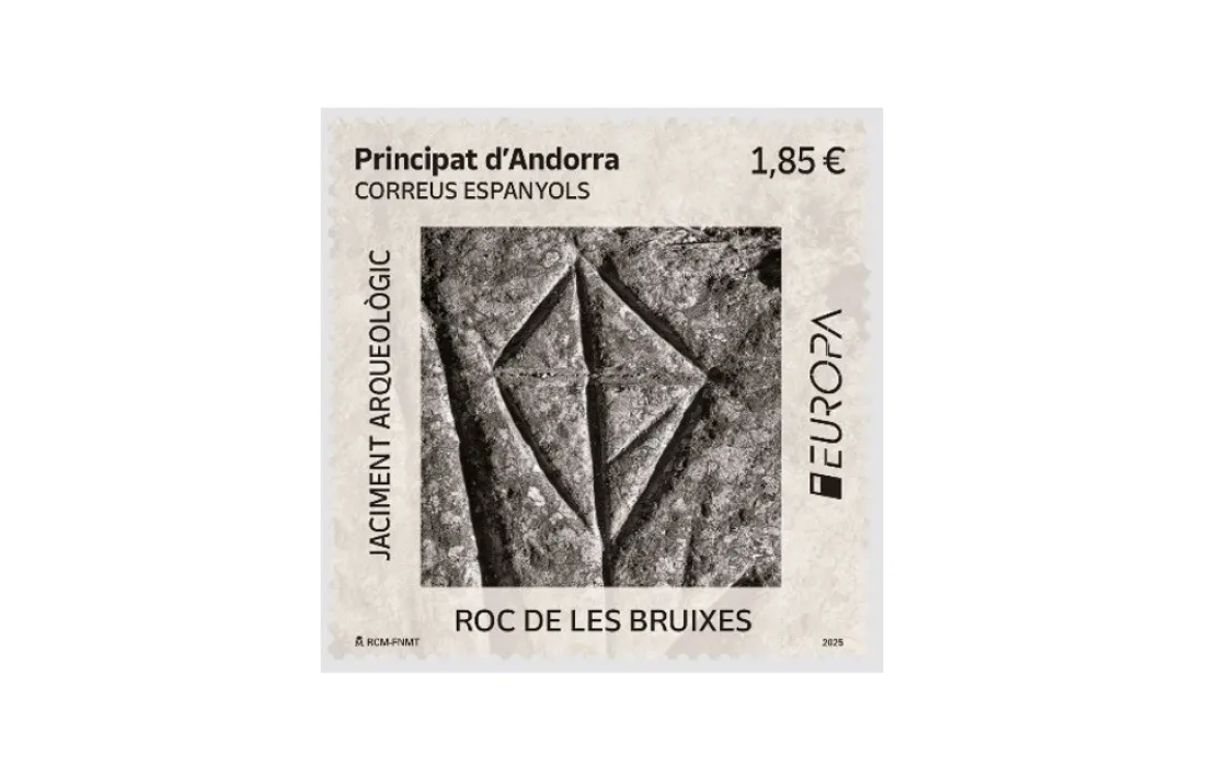 El segell que Correos ha dedicat al Roc de les Bruixes.