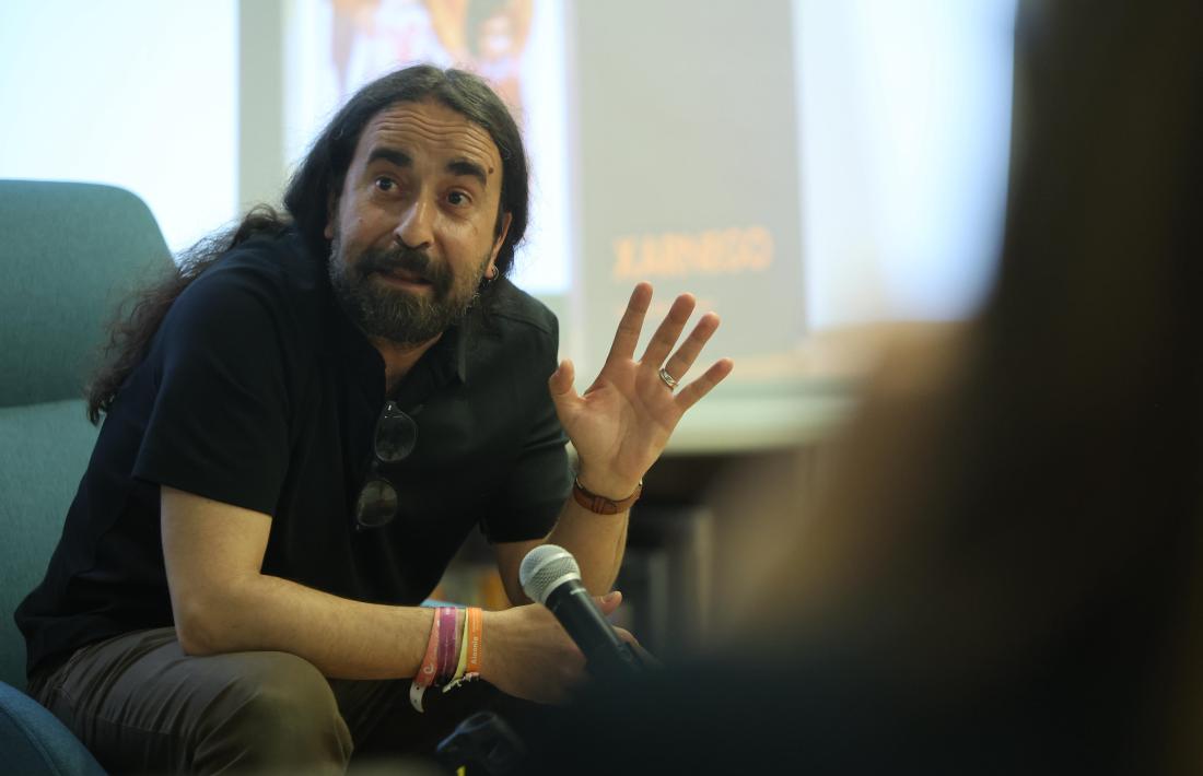 Txema Díaz-Torrent, a la presentació de ‘Xarnego’ a la biblioteca d’Escaldes, quinze dies enrere.