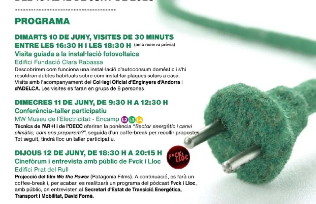 El cartell d'activitats de la Setmana Europea de l'Energia Sostenible.