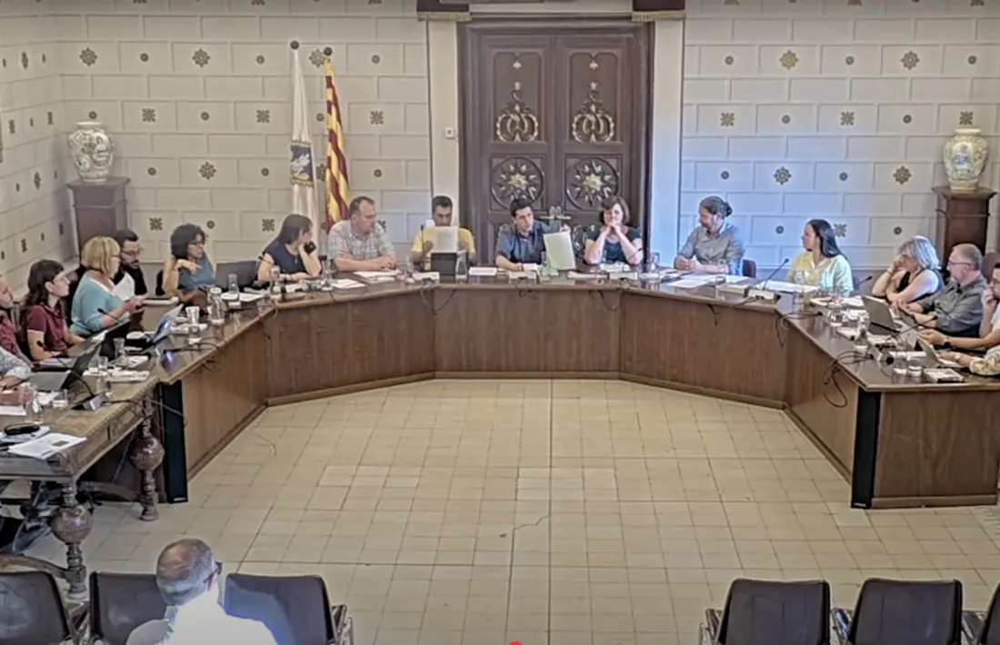 Vista de la sala de plens, durant la sessió d’ahir al vespre. 