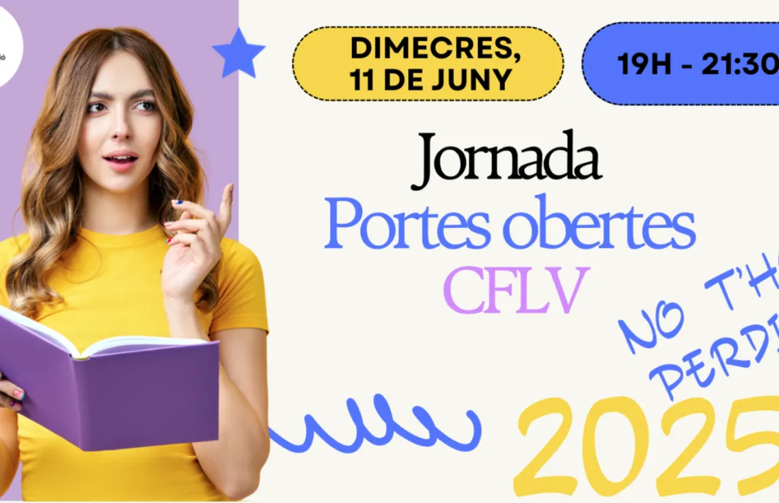 El cartell de la jornada de portes obertes al Centre de Formació al Llarg de la Vida.