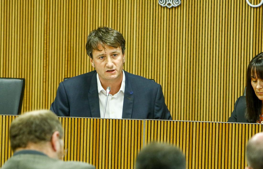 Mujal en una compareixença al Consell General com a director de RTVA.