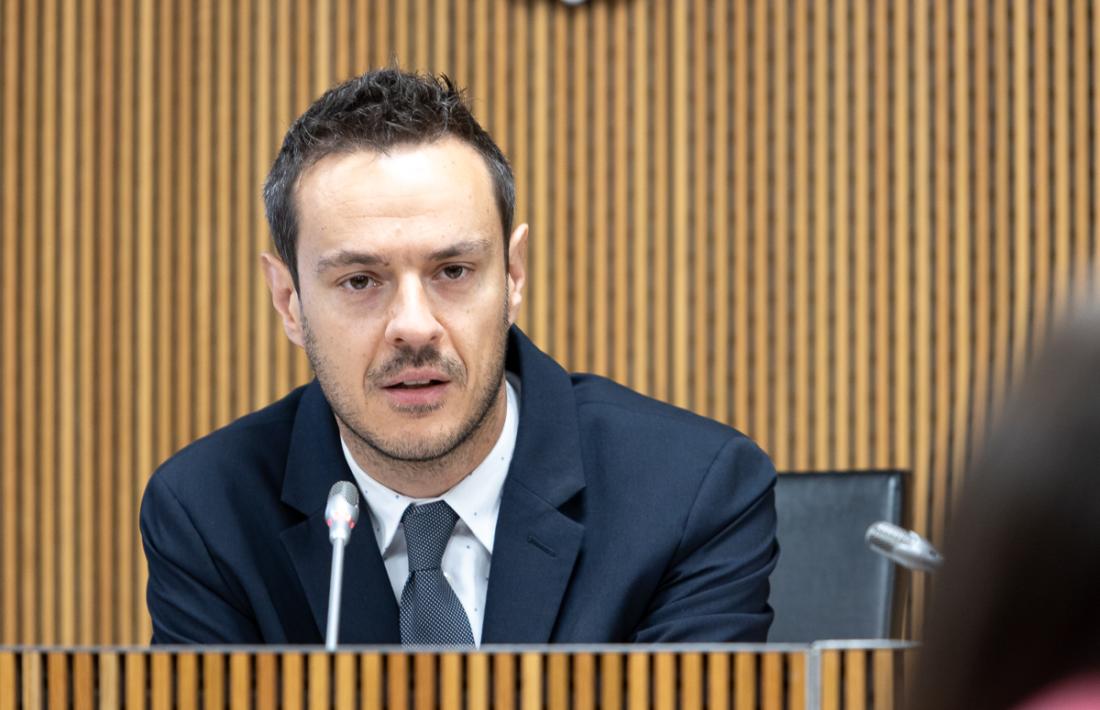 El president del consell d’administració de la CASS, Marc Galabert, a la comissió legislativa.