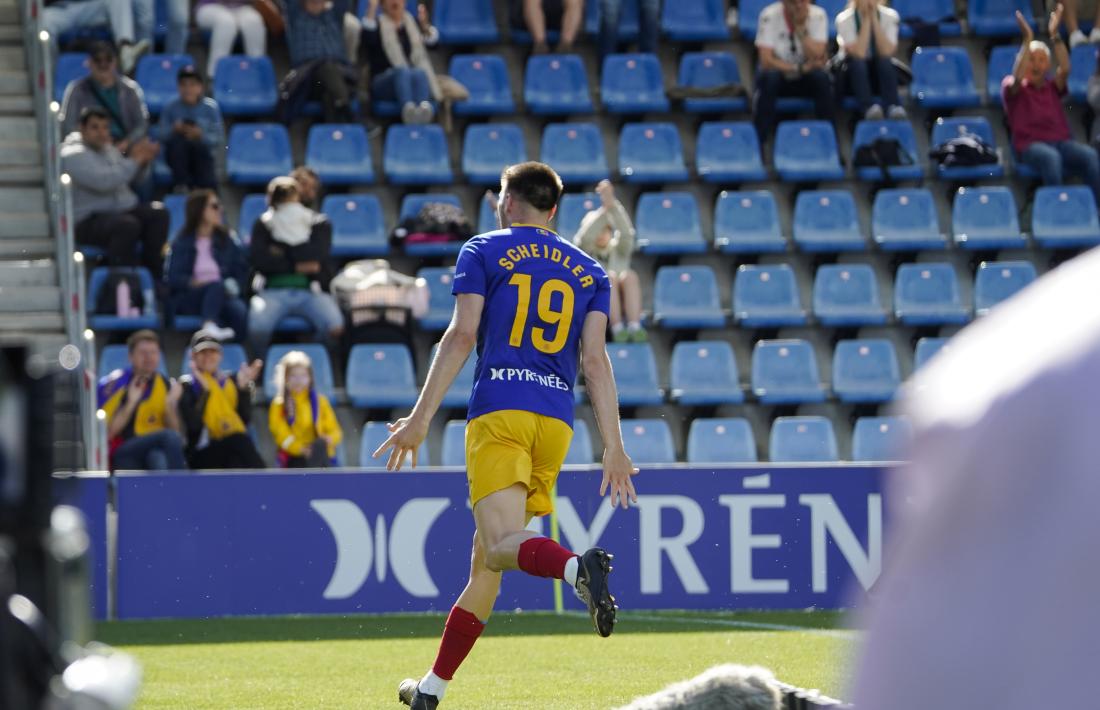Aurélien Scheidler, davanter francès que va arribar cedit pel Bari italià, va marcar l’últim gol de l’FC Andorra a segona.