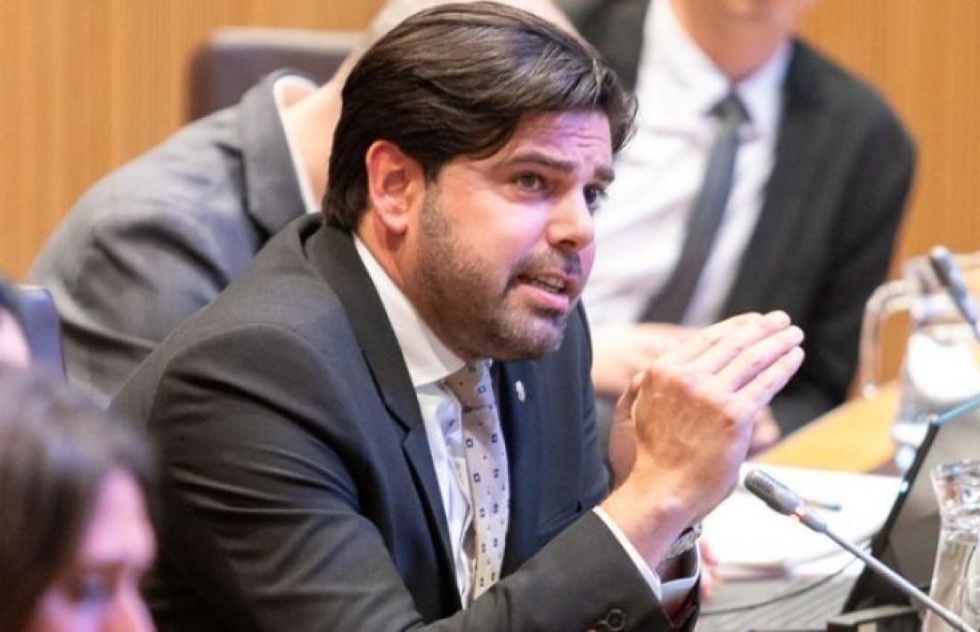 El conseller general d'Andorra Endavant, Marc Monteagudo, en una intervenció parlamentària.