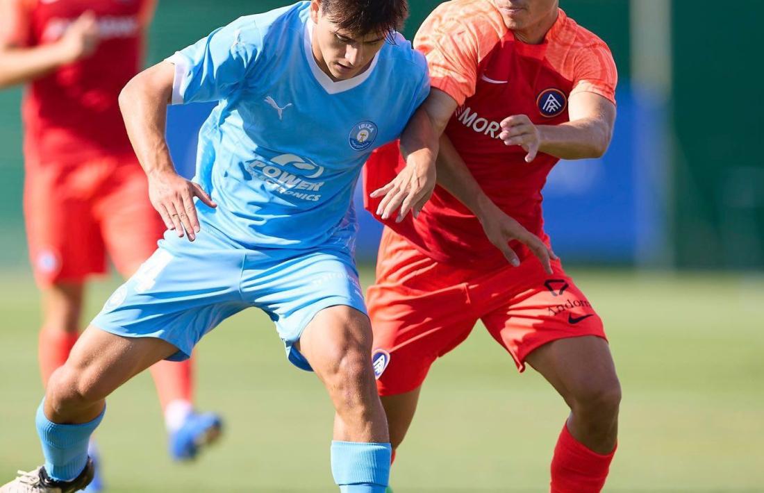 Marc Domènech, en el partit de 'play-off' contra l'FC Andorra.