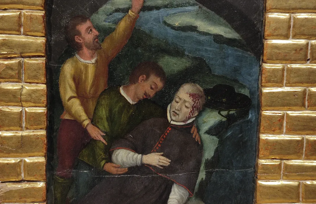 Detall del sepulcre de fusta del bisbe Ermengol (al Museu Diocesà d’Urgell 1616).