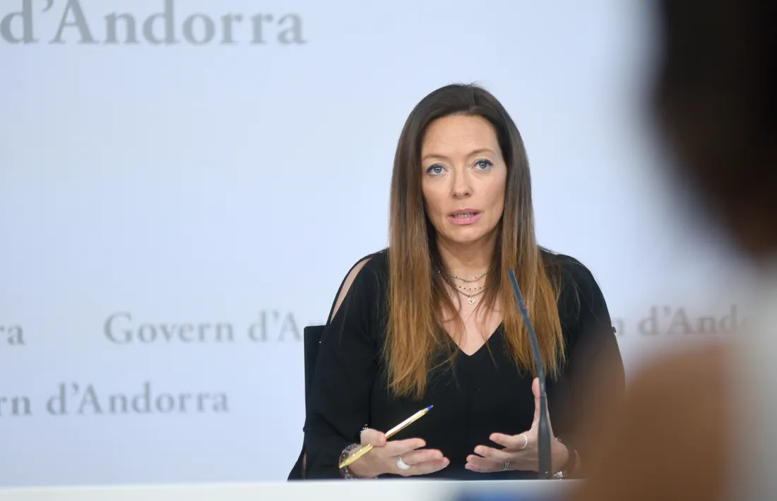 La ministra de Salut, Helena Mas, durant la compareixença d’aquesta tarda.