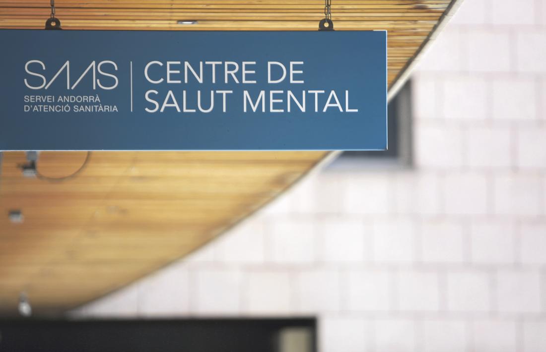 Cartell del Centre de salut mental a l’Hospital Nostra Senyora de Meritxell.