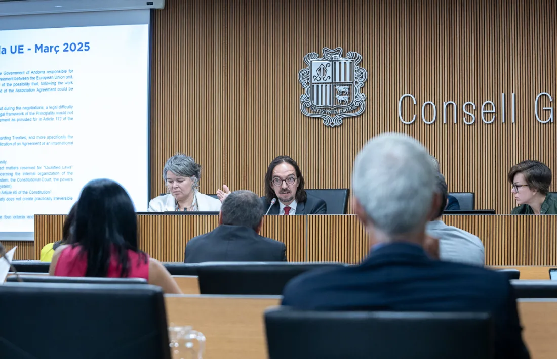 El secretari d’Estat per a les Relacions amb la Unió Europea, Landry Riba, a la comissió de Política Exterior.