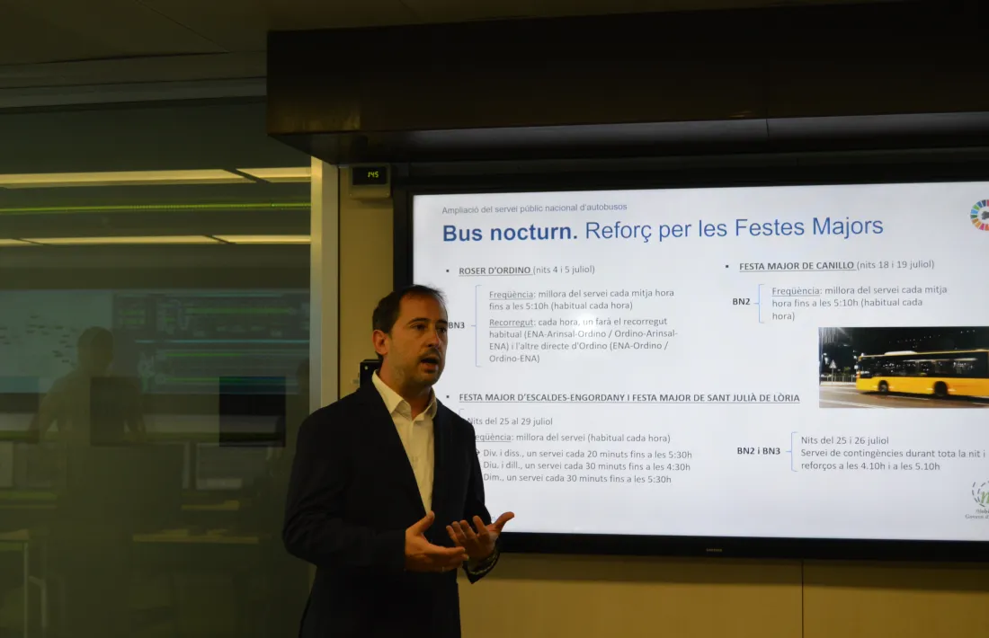  El director d'Energia i Transports del Govern, Carles Miquel, durant la presentació del dispositiu especial de trànsit de l'estiu.